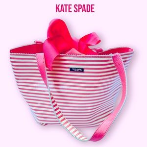 Kate Spade Tracy Ocean Drive Pink Stripe Purse with Pink Ribbon Closure